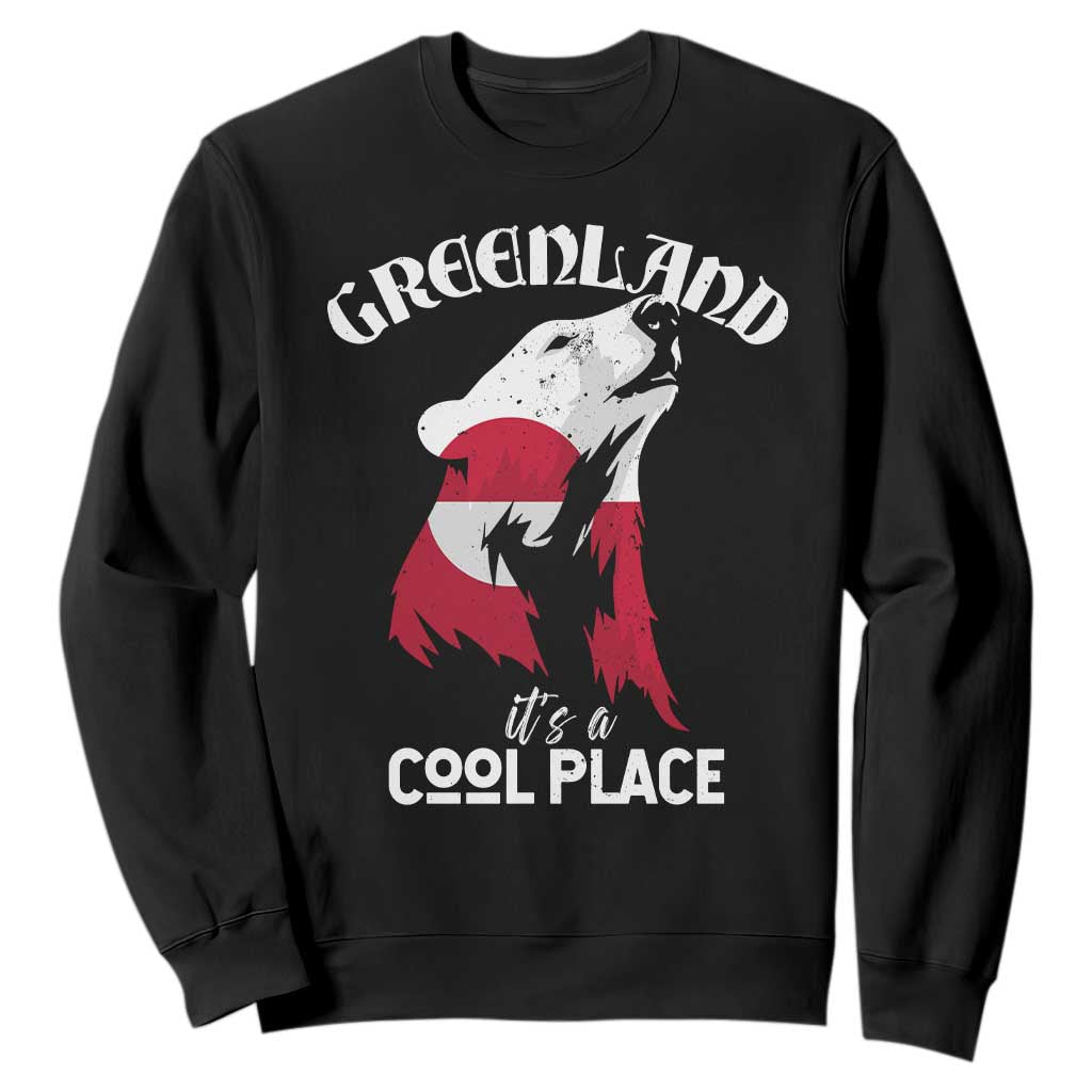 Polar Bear Greenland Flag Graphic Sweatshirt It's a Cool Place Arctic Circle TS02 Black Print Your Wear