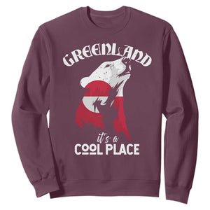 Polar Bear Greenland Flag Graphic Sweatshirt It's a Cool Place Arctic Circle TS02 Maroon Print Your Wear
