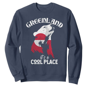 Polar Bear Greenland Flag Graphic Sweatshirt It's a Cool Place Arctic Circle TS02 Navy Print Your Wear