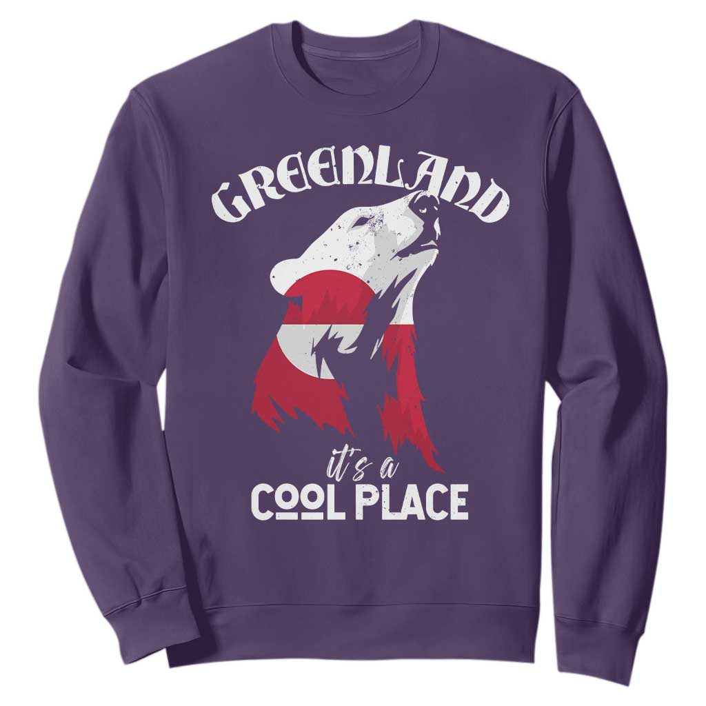 Polar Bear Greenland Flag Graphic Sweatshirt It's a Cool Place Arctic Circle TS02 Purple Print Your Wear