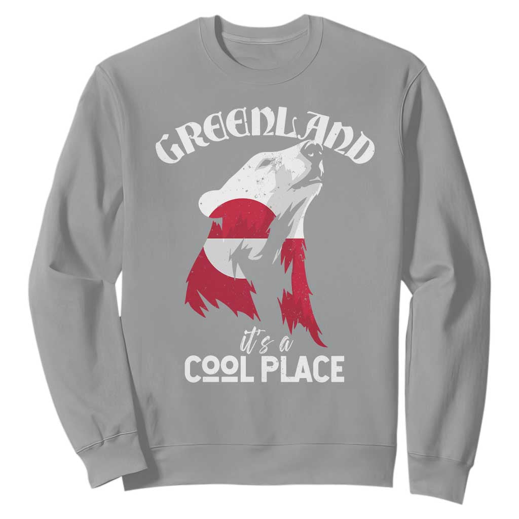 Polar Bear Greenland Flag Graphic Sweatshirt It's a Cool Place Arctic Circle TS02 Sport Gray Print Your Wear
