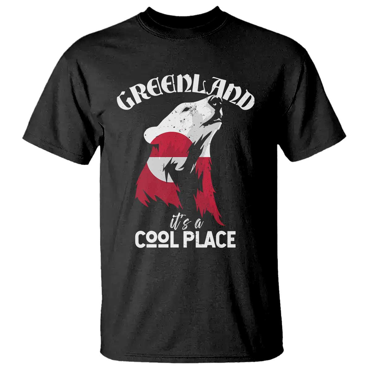 Polar Bear Greenland Flag Graphic T Shirt It's a Cool Place Arctic Circle TS02 Black Print Your Wear