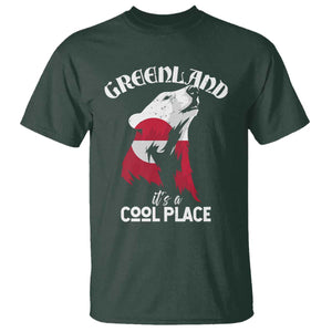 Polar Bear Greenland Flag Graphic T Shirt It's a Cool Place Arctic Circle TS02 Dark Forest Green Print Your Wear