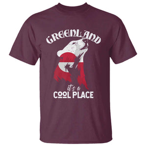 Polar Bear Greenland Flag Graphic T Shirt It's a Cool Place Arctic Circle TS02 Maroon Print Your Wear