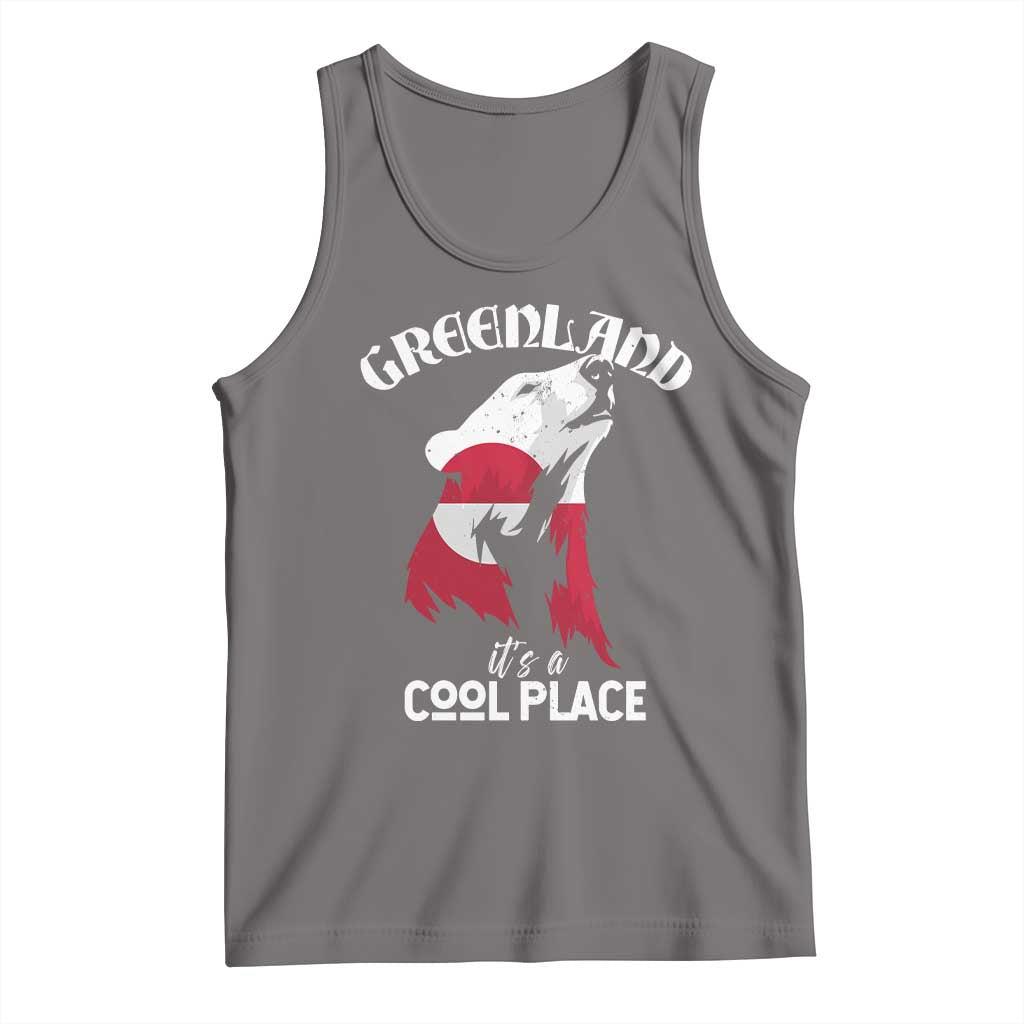 Polar Bear Greenland Flag Graphic Tank Top It's a Cool Place Arctic Circle TS02 Deep Heather Print Your Wear