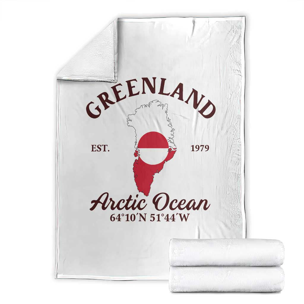 Greenland Arctic Ocean Throw Blanket Vintage Coordinates Map National Flag Pride TS02 White Print Your Wear
