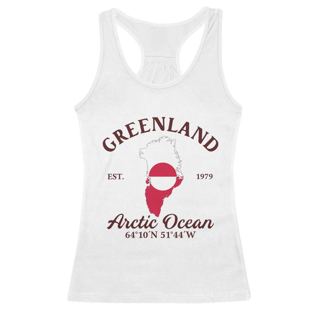 Greenland Arctic Ocean Racerback Tank Top Vintage Coordinates Map National Flag Pride TS02 White Print Your Wear