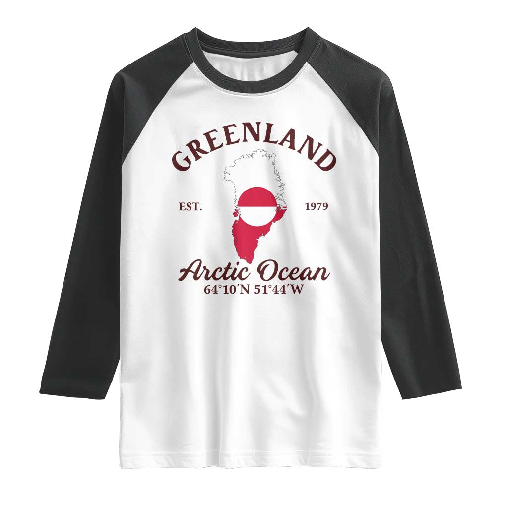 Greenland Arctic Ocean Raglan Shirt Vintage Coordinates Map National Flag Pride TS02 White Black Print Your Wear