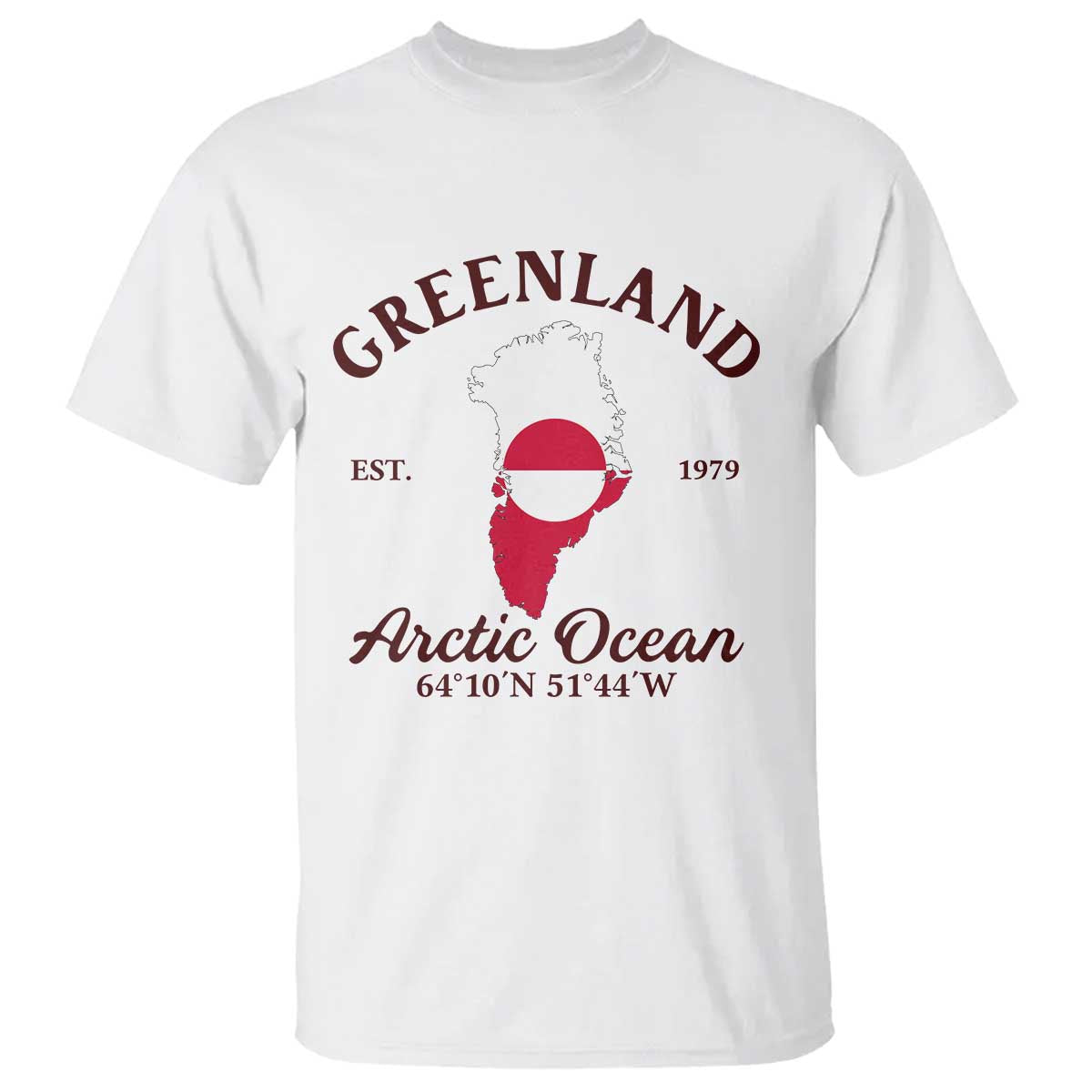 Greenland Arctic Ocean T Shirt Vintage Coordinates Map National Flag Pride TS02 White Print Your Wear
