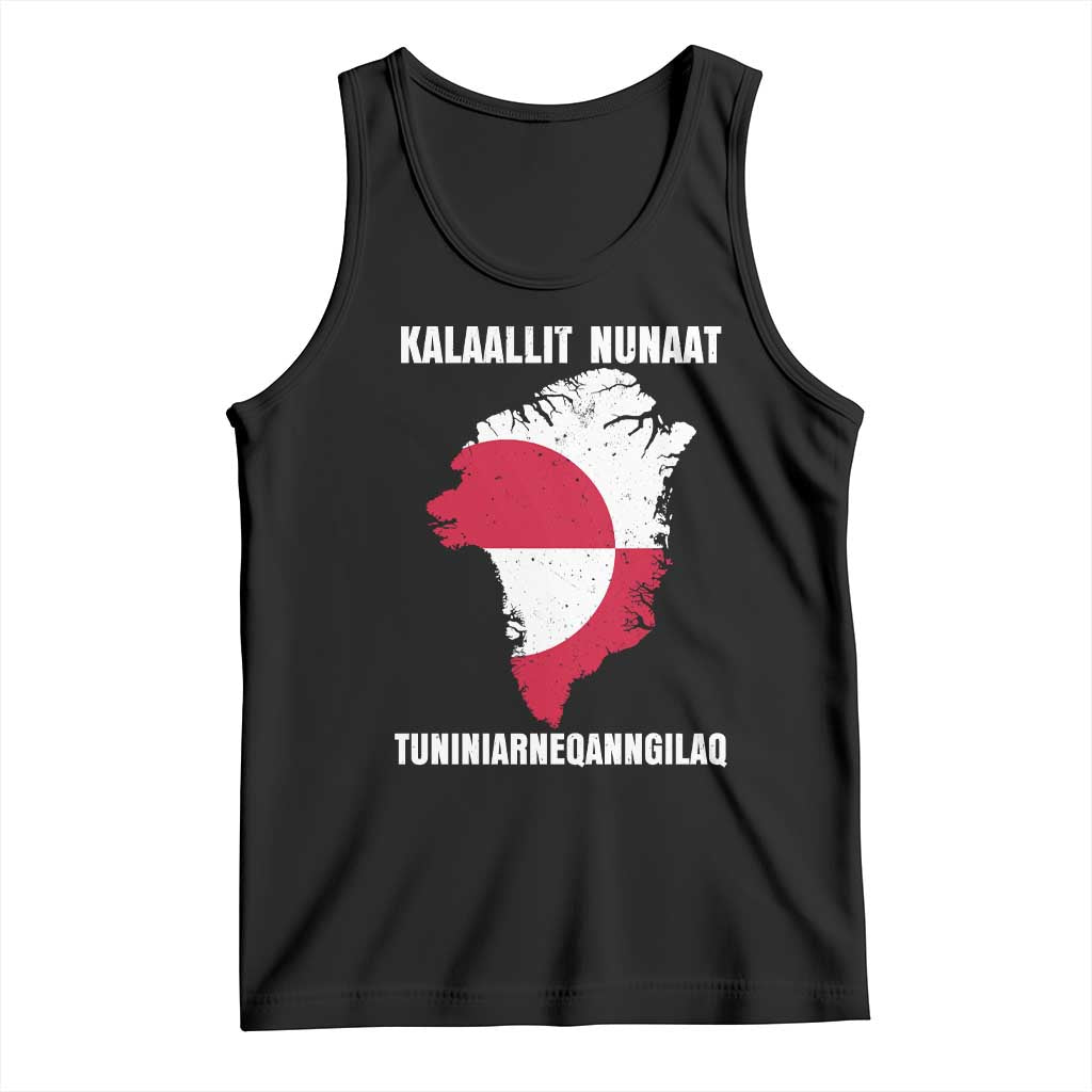 Kalaallit Nunaat Tuniniagaanngilaq Greenlandic Tank Top Greenland Is Not For Sale Patriotic Grunge Flag TS02 Black Print Your Wear