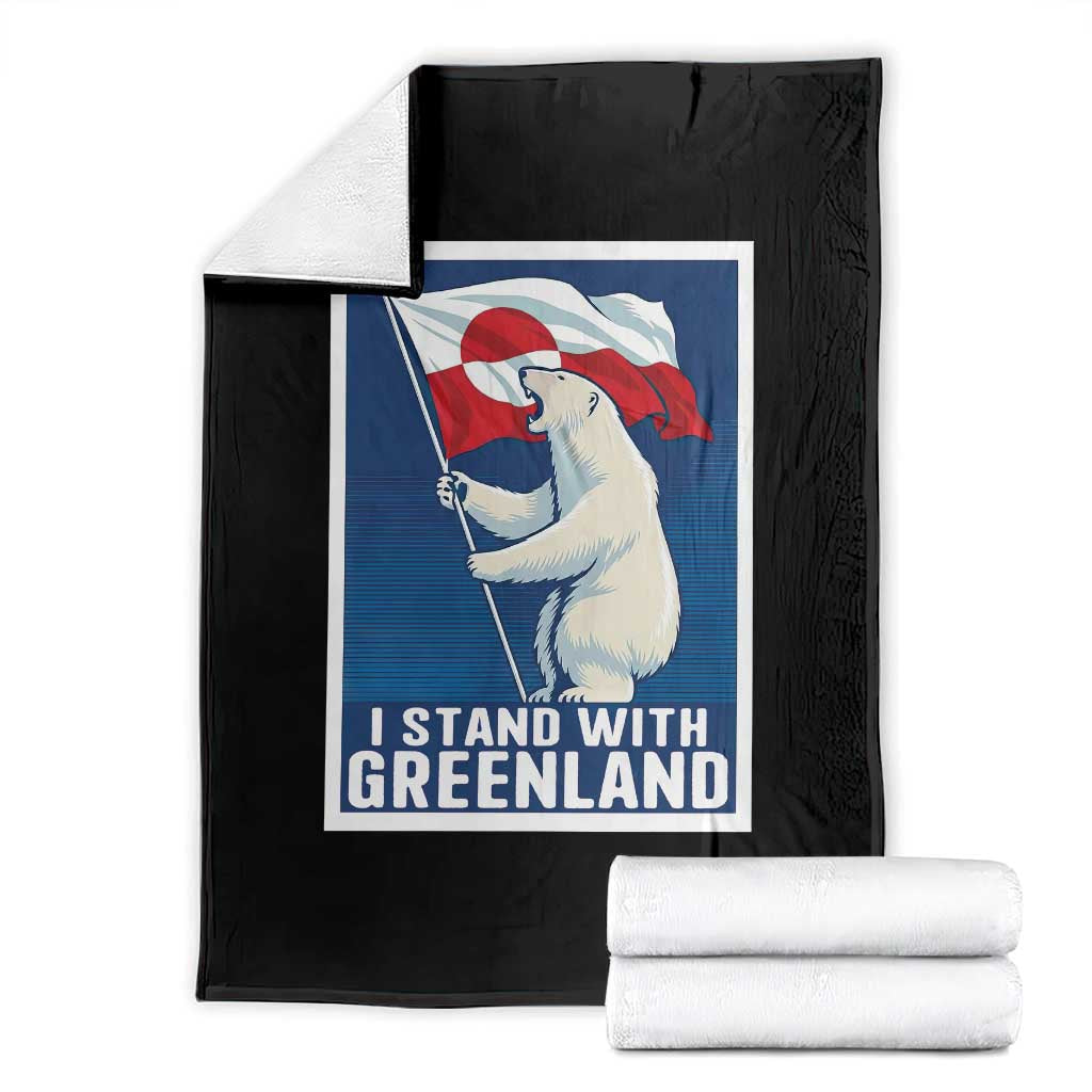 I Stand With Greenland Polar Bear Resist Throw Blanket Vintage Patriotic Propaganda Sovereignty Protest TS02 Black Print Your Wear