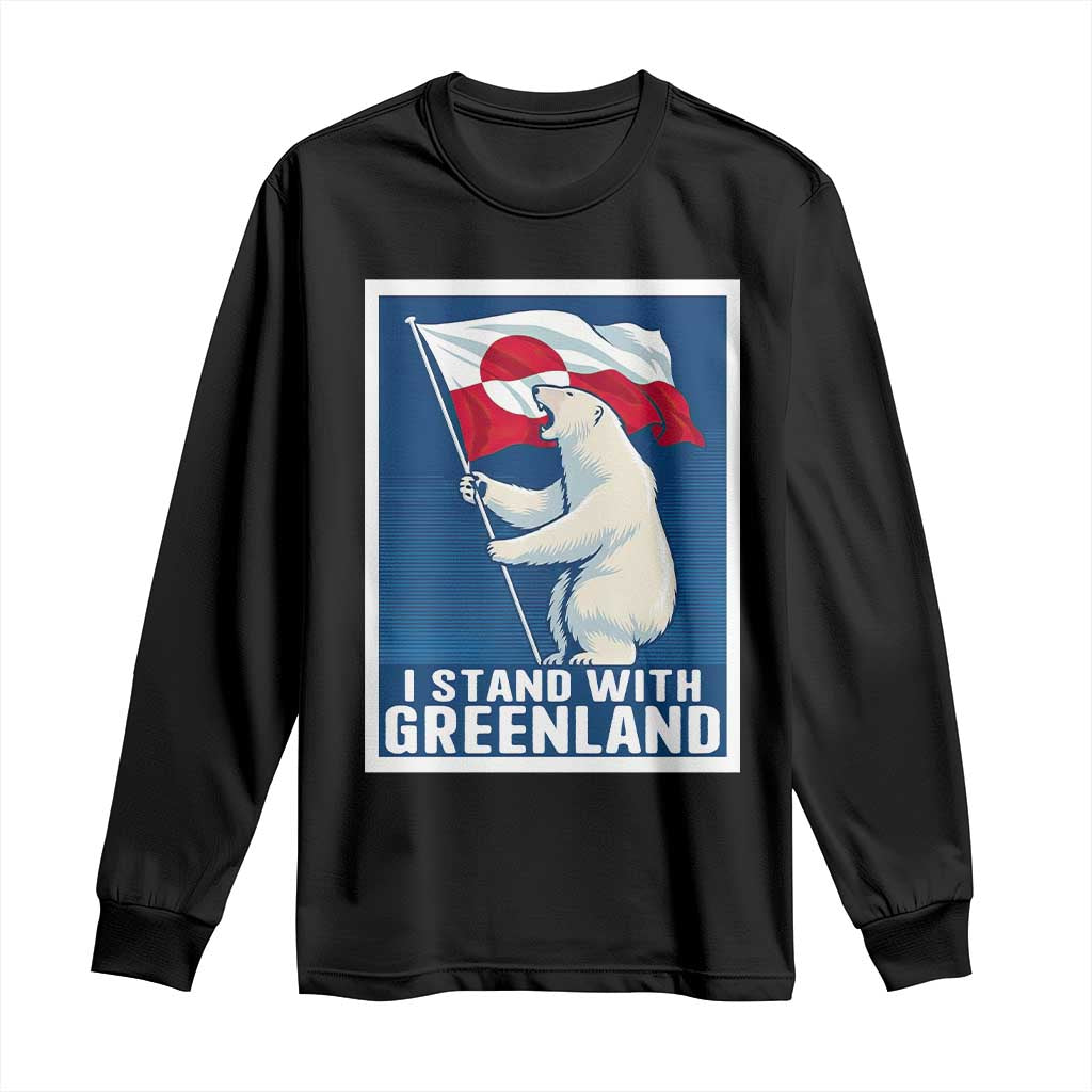 I Stand With Greenland Polar Bear Resist Long Sleeve Shirt Vintage Patriotic Propaganda Sovereignty Protest TS02 Black Print Your Wear