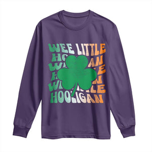 Funny St Patricks Day Long Sleeve Shirt Wee Little Hooligan Funny Leprechaun Kids Boys Girls TS02 Purple Print Your Wear