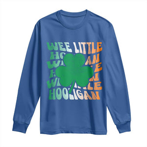 Funny St Patricks Day Long Sleeve Shirt Wee Little Hooligan Funny Leprechaun Kids Boys Girls TS02 Royal Blue Print Your Wear