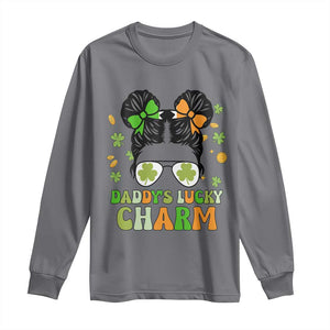 Funny St Patricks Day Kid Long Sleeve Shirt Mommy's Lucky Charm Cute Little Bun Girls TS02 Charcoal Print Your Wear