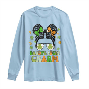 Funny St Patricks Day Kid Long Sleeve Shirt Mommy's Lucky Charm Cute Little Bun Girls TS02 Light Blue Print Your Wear