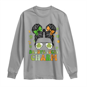 Funny St Patricks Day Kid Long Sleeve Shirt Mommy's Lucky Charm Cute Little Bun Girls TS02 Sport Gray Print Your Wear