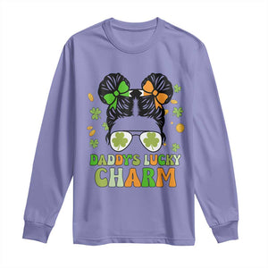 Funny St Patricks Day Kid Long Sleeve Shirt Mommy's Lucky Charm Cute Little Bun Girls TS02 Violet Print Your Wear