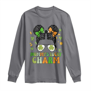 Funny St Patricks Day Kid Long Sleeve Shirt Daddy's Lucky Charm Cute Little Bun Girls TS02 Charcoal Print Your Wear