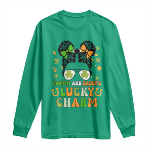 Funny St Patricks Day Kid Long Sleeve Shirt Mommy And Daddy's Lucky Charm Little Bun TS02 Irish Green Print Your Wear