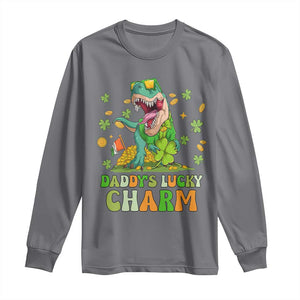 Funny St Patricks Day Kid Long Sleeve Shirt Mommy's Lucky Charm Cute Dinosaur Boys Kids TS02 Charcoal Print Your Wear