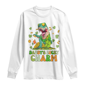 Funny St Patricks Day Kid Long Sleeve Shirt Mommy's Lucky Charm Cute Dinosaur Boys Kids TS02 White Print Your Wear