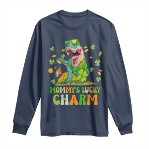 Funny St Patricks Day Kid Long Sleeve Shirt Daddy's Lucky Charm Cute Dinosaur Boys Kids TS02 Navy Print Your Wear