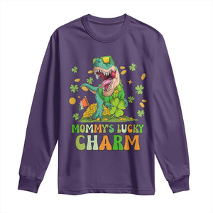 Funny St Patricks Day Kid Long Sleeve Shirt Daddy's Lucky Charm Cute Dinosaur Boys Kids TS02 Purple Print Your Wear