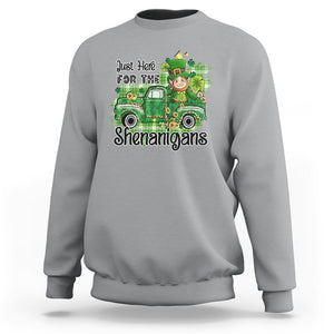 Funny St. Patricks Day Sweatshirt Just Here For The Shenanigans Truck of Shamrock TS02 Sport Gray Printyourwear