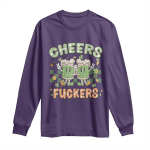 Funny St Patricks Day Drinking Long Sleeve Shirt Retro Cheers Fuckers Beer Lovers TS02 Purple Print Your Wear