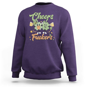 Funny St. Patricks Day Drinking Sweatshirt Cheers Fuckers Shamrock Lucky Charm TS02 Purple Printyourwear