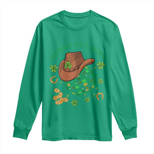 Funny St Patricks Cowboy Long Sleeve Shirt Howdy Go Lucky Retro Disco Western Life TS02 Irish Green Print Your Wear