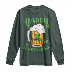 Funny St Patricks Day Drinking Long Sleeve Shirt Happy Paddy's Patty's Day Beer Lover TS02 Dark Forest Green Print Your Wear