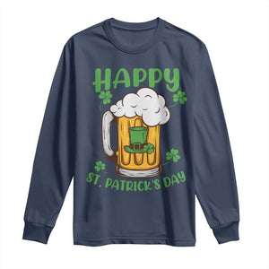 Funny St Patricks Day Drinking Long Sleeve Shirt Happy Paddy's Patty's Day Beer Lover TS02 Navy Print Your Wear