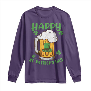 Funny St Patricks Day Drinking Long Sleeve Shirt Happy Paddy's Patty's Day Beer Lover TS02 Purple Print Your Wear