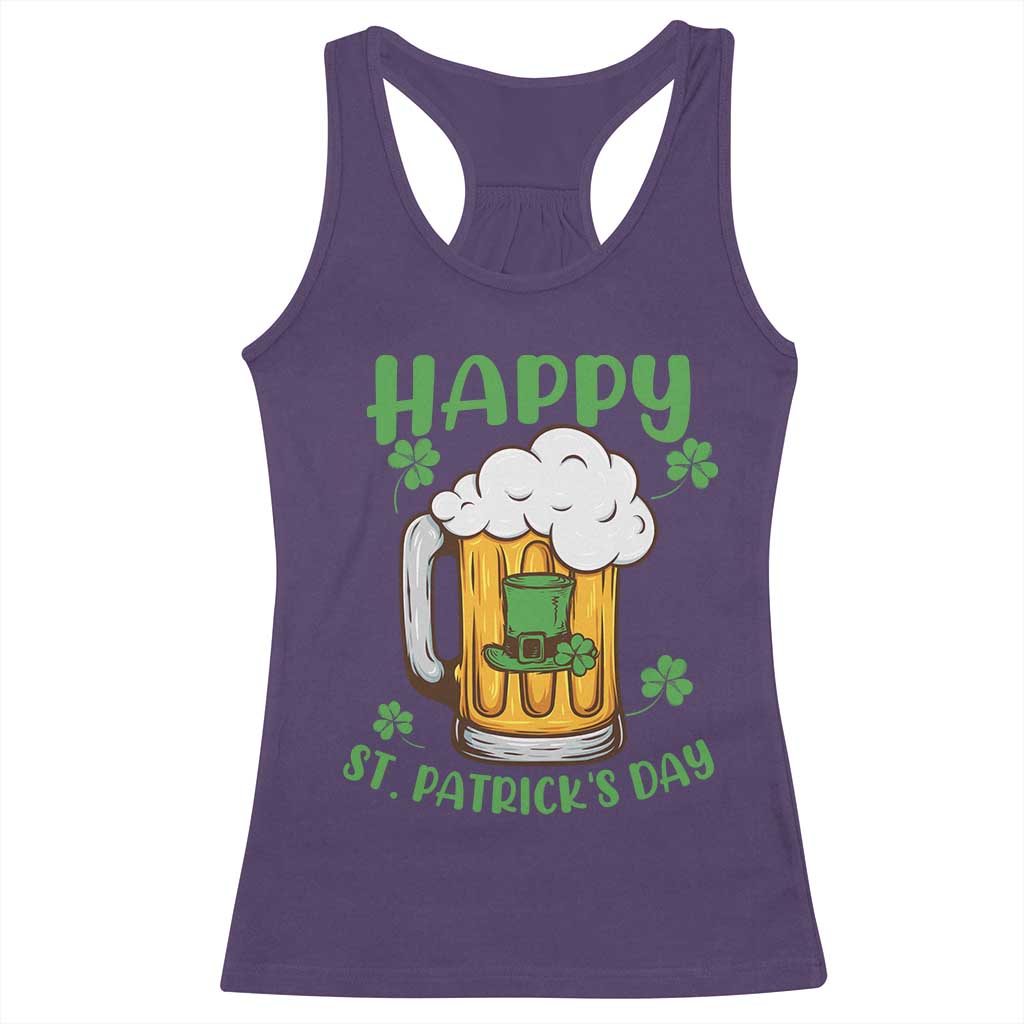 Funny St Patricks Day Drinking Racerback Tank Top Happy Paddy's Patty's Day Beer Lover TS02 Purple Print Your Wear