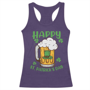 Funny St Patricks Day Drinking Racerback Tank Top Happy Paddy's Patty's Day Beer Lover TS02 Purple Print Your Wear