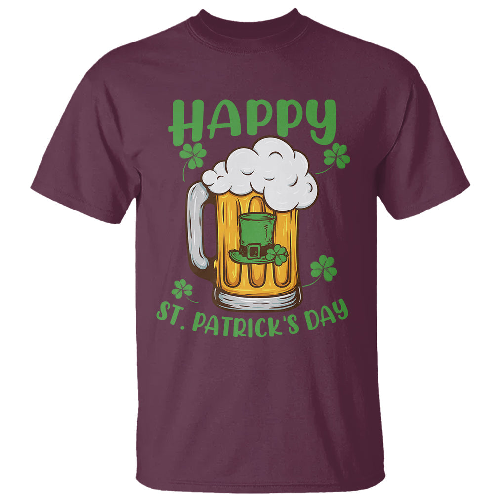 Funny St. Patricks Day Drinking T Shirt Happy Paddy's Patty's Day Beer Lover TS02 Maroon Printyourwear