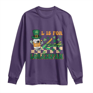 Funny Nurse St Patricks Day Long Sleeve Shirt Retro L is for Lorazepam Nursing Life TS02 Purple Print Your Wear