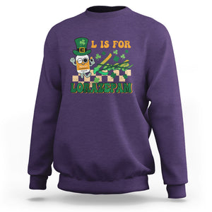 Funny Nurse St. Patricks Day Sweatshirt Retro L is for Lorazepam Nursing Life TS02 Purple Printyourwear