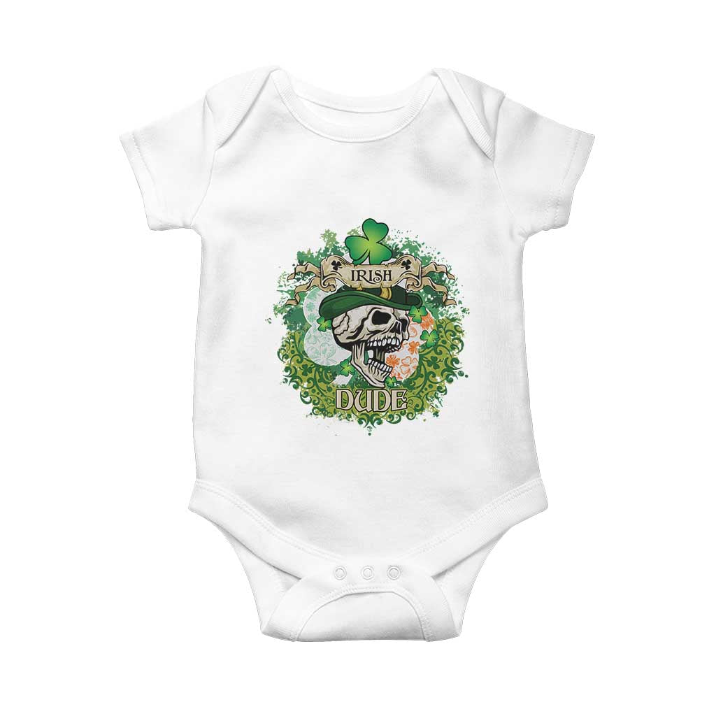 Irish Skull Baby Onesie Irish Dude Sugar Skull St Patricks Day Leprechaun TS02 White Print Your Wear