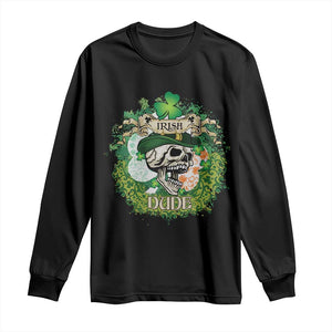 Irish Skull Long Sleeve Shirt Irish Dude Sugar Skull St Patricks Day Leprechaun TS02 Black Print Your Wear