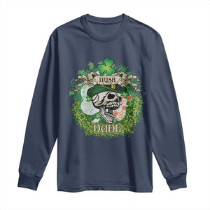 Irish Skull Long Sleeve Shirt Irish Dude Sugar Skull St Patricks Day Leprechaun TS02 Navy Print Your Wear