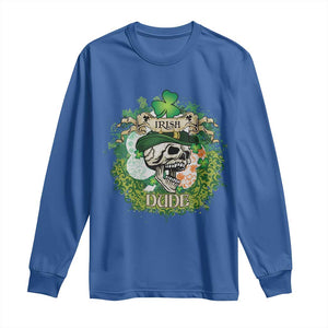 Irish Skull Long Sleeve Shirt Irish Dude Sugar Skull St Patricks Day Leprechaun TS02 Royal Blue Print Your Wear