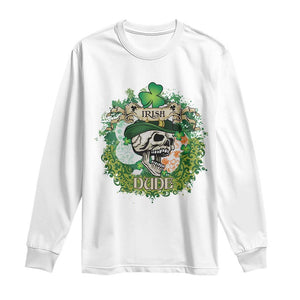 Irish Skull Long Sleeve Shirt Irish Dude Sugar Skull St Patricks Day Leprechaun TS02 White Print Your Wear