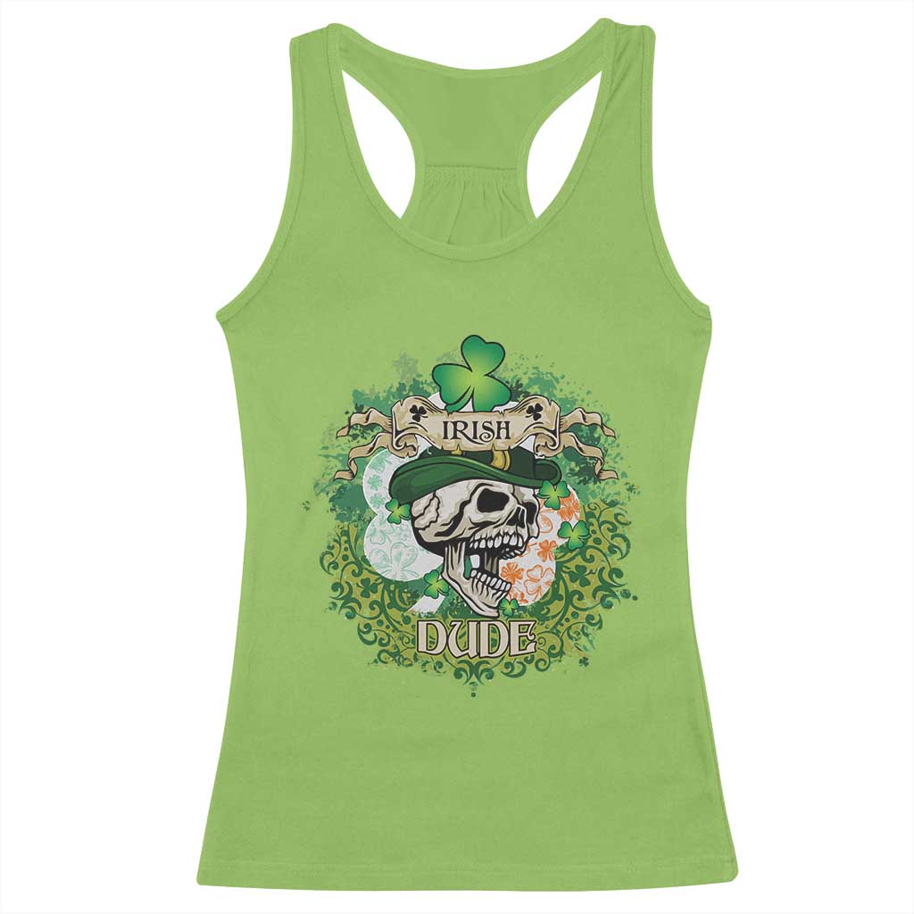 Irish Skull Racerback Tank Top Irish Dude Sugar Skull St Patricks Day Leprechaun TS02 Lime Print Your Wear