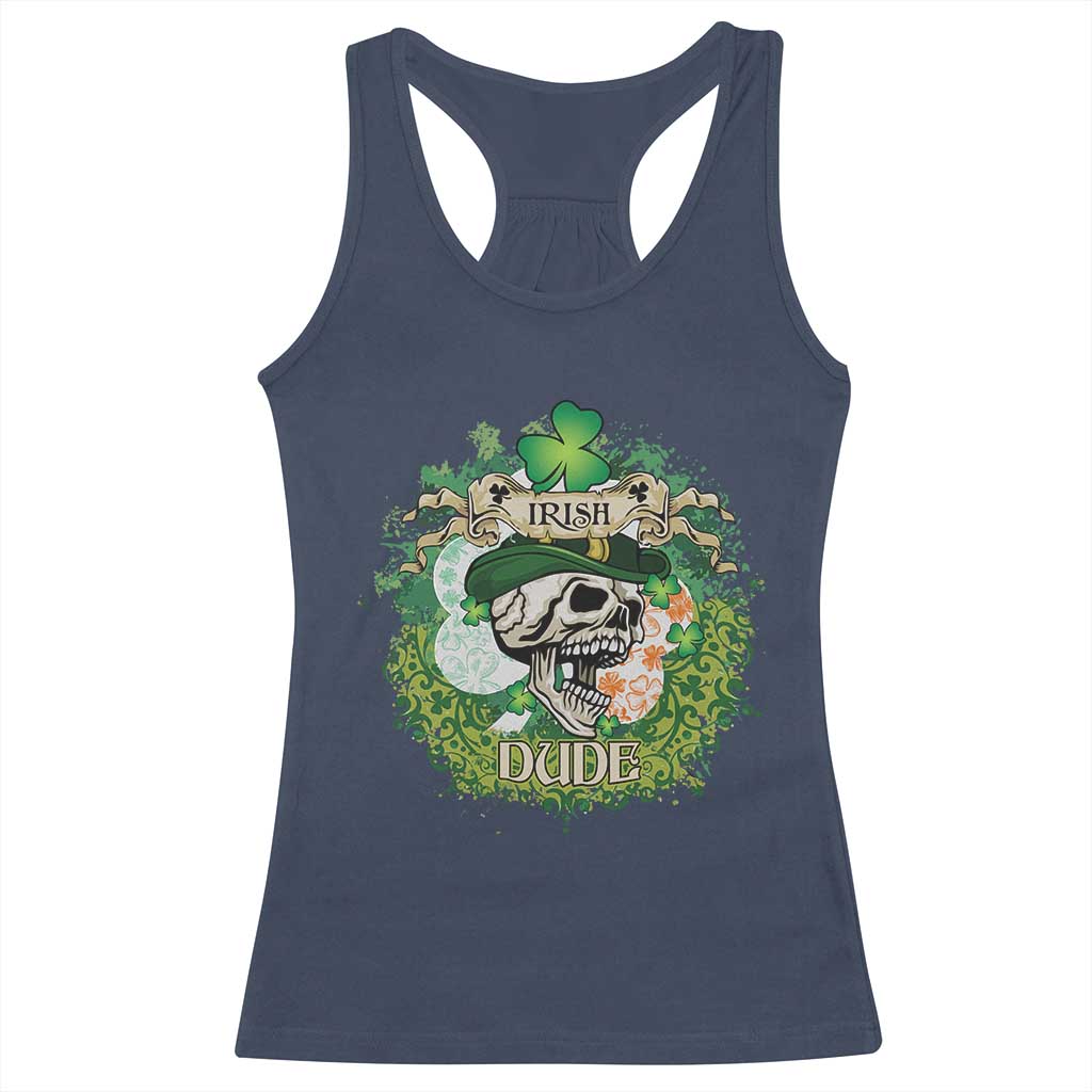 Irish Skull Racerback Tank Top Irish Dude Sugar Skull St Patricks Day Leprechaun TS02 Navy Print Your Wear