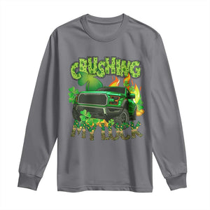 Funny St Patricks Day Long Sleeve Shirt Crushing My Luck Truck of Shamrocks TS02 Charcoal Print Your Wear