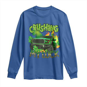 Funny St Patricks Day Long Sleeve Shirt Crushing My Luck Truck of Shamrocks TS02 Royal Blue Print Your Wear