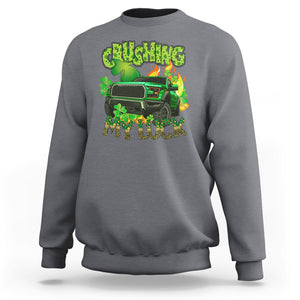 Funny St. Patricks Day Sweatshirt Crushing My Luck Truck of Shamrocks TS02 Charcoal Printyourwear